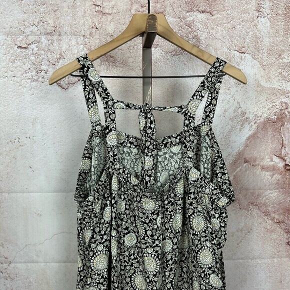 OLD NAVY ruffled hem prairie maxi dress size 3X black white hippie boho floral - Picture 7 of 7